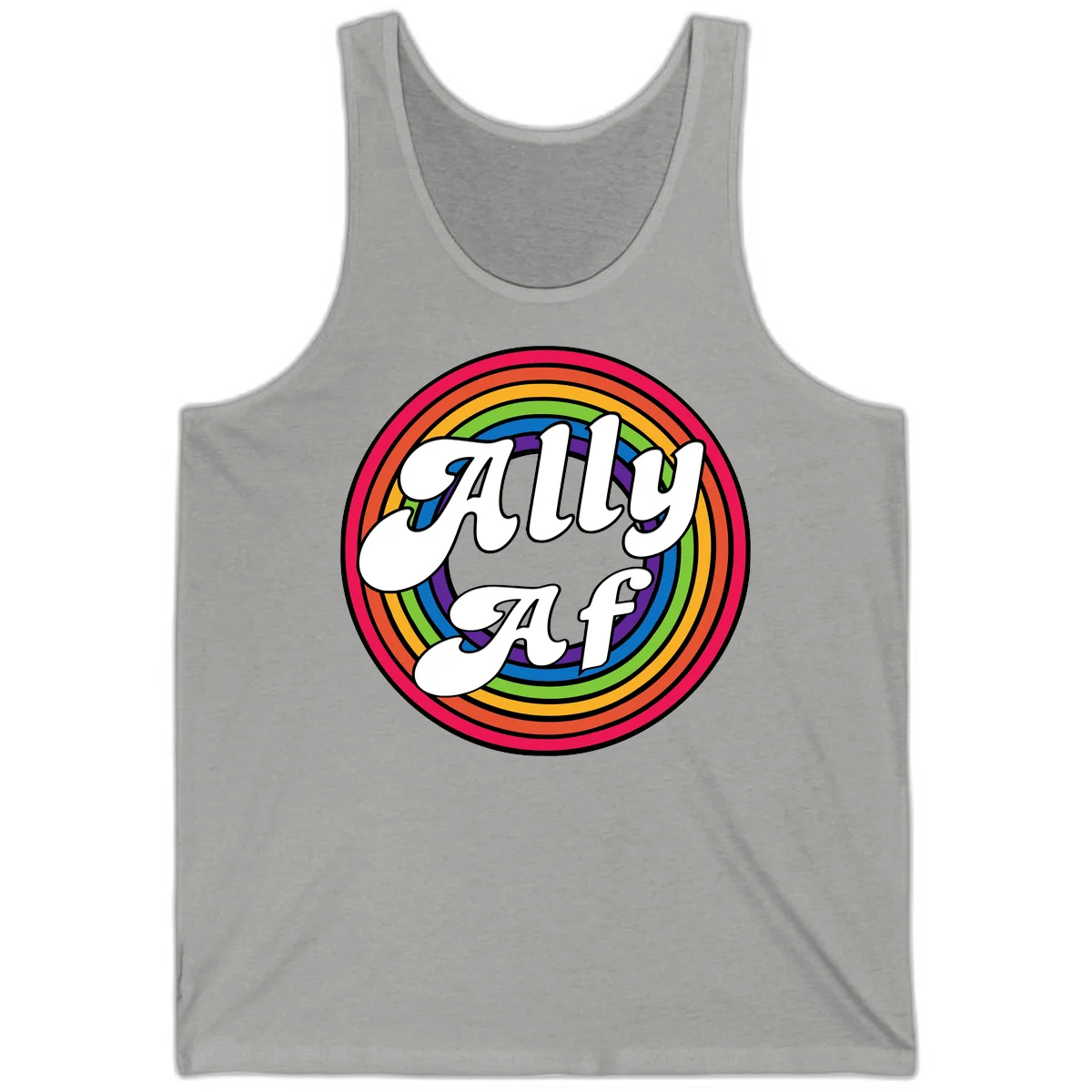 Ally AF Rainbow Pride Tank in Athletic Heather