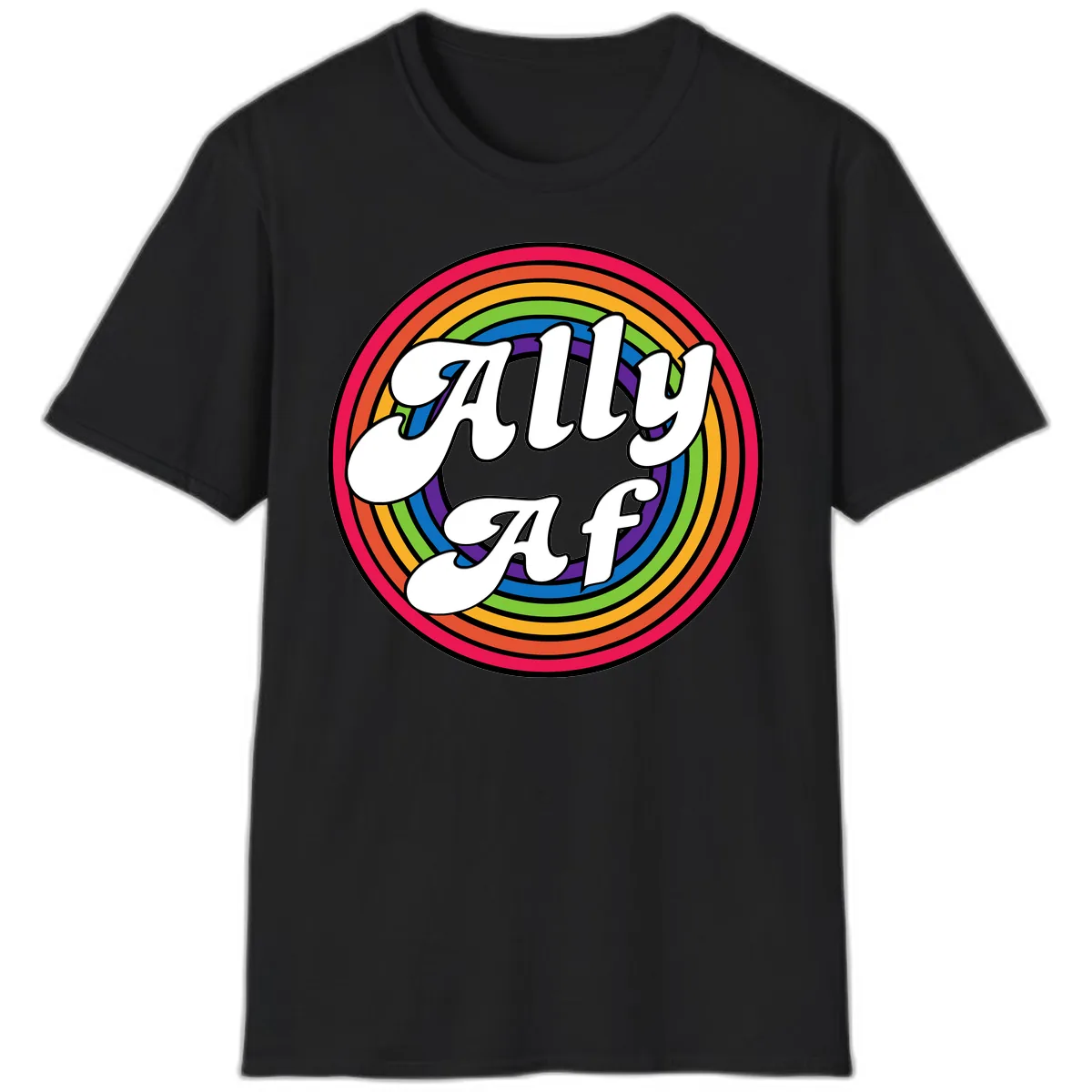 Ally AF Rainbow Pride T-Shirt in Black