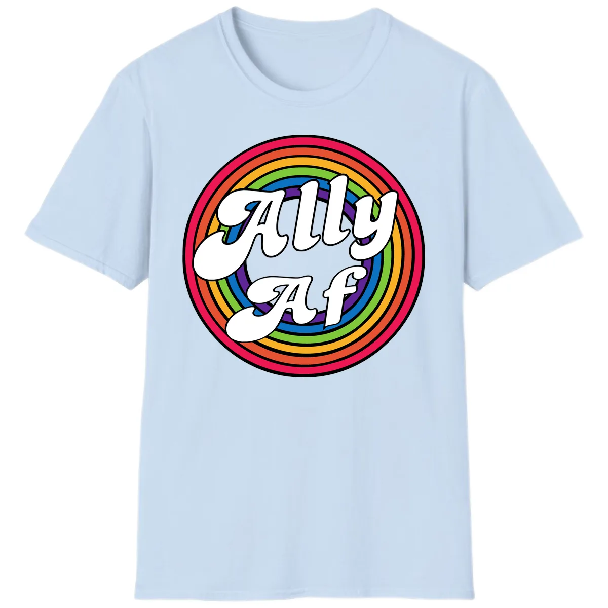 Ally AF Rainbow Pride T-Shirt in Light Blue
