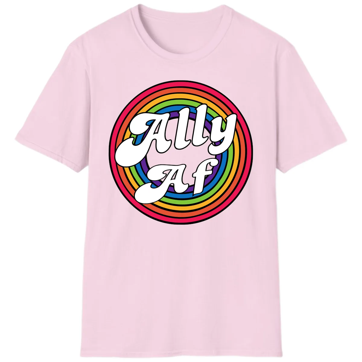 Ally AF Rainbow Pride T-Shirt in Light Pink