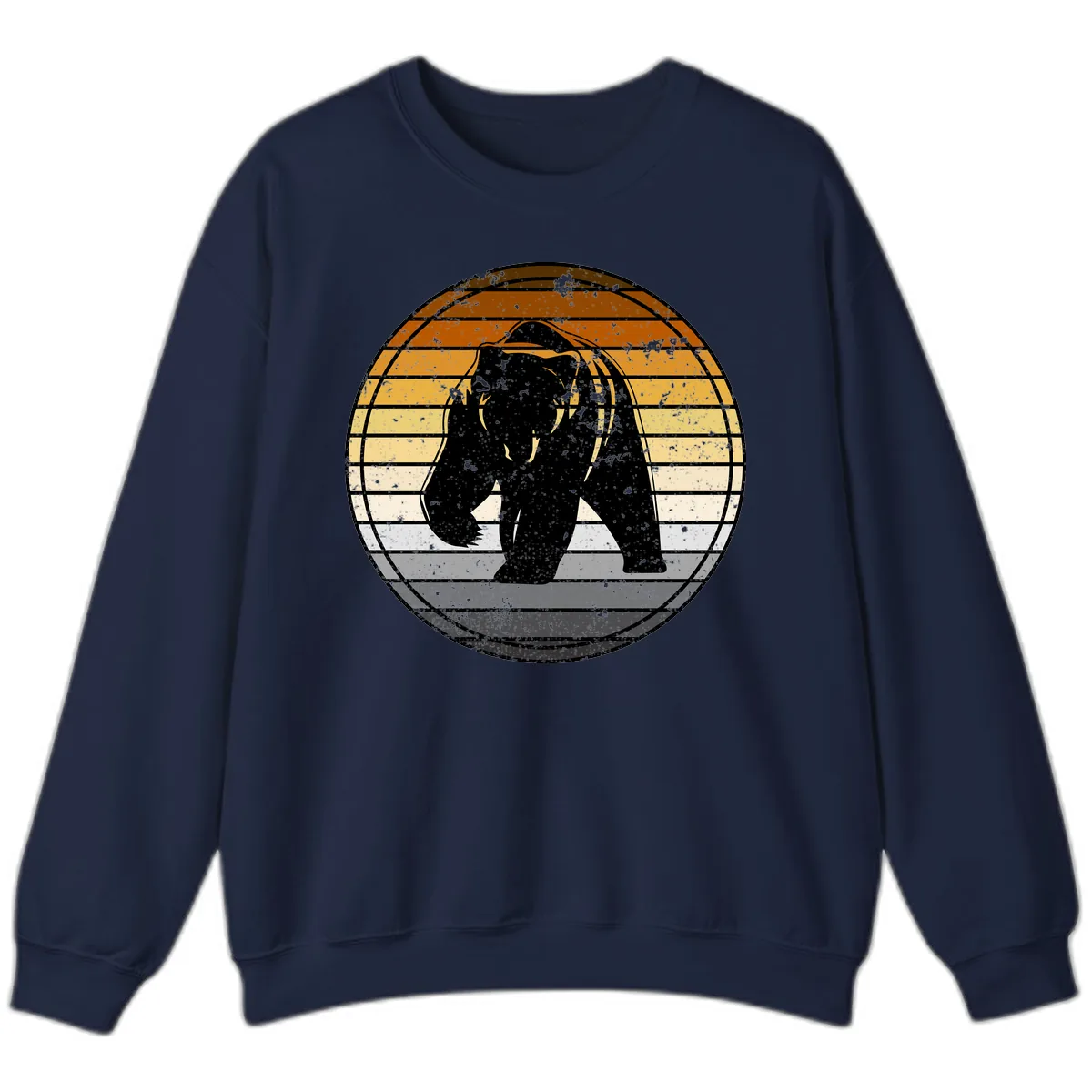 Bear Sunset Retro Stripes Sweatshirt in Navy