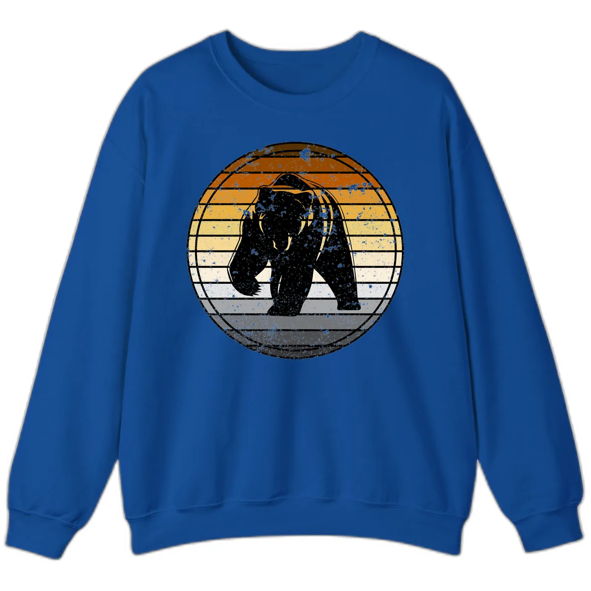 Bear Sunset Retro Stripes Sweatshirt in Royal