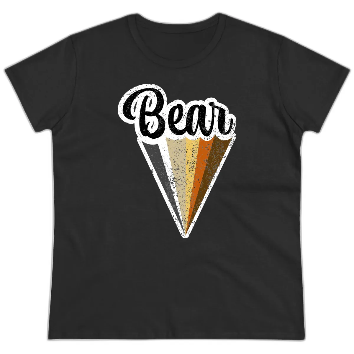 Retro Neapolitan Ice Cream Cone Ladies Tee in Black