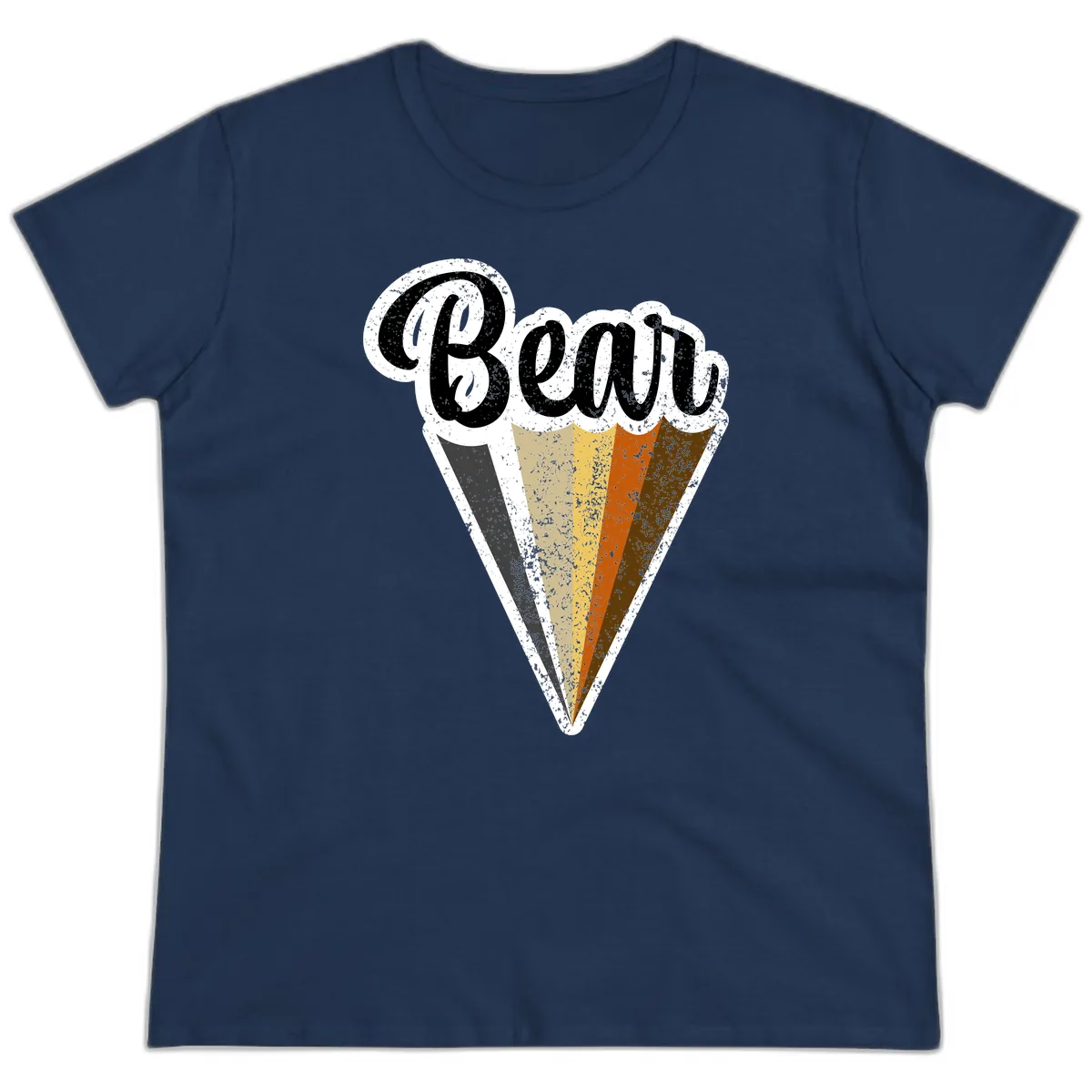 Retro Neapolitan Ice Cream Cone Ladies Tee in Navy