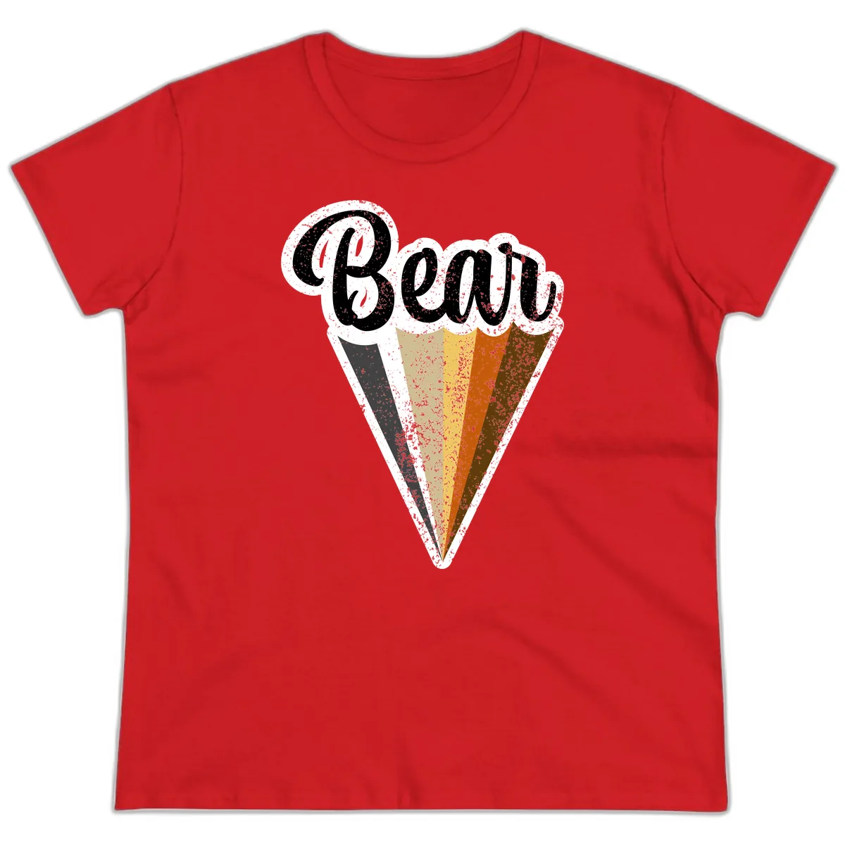 Retro Neapolitan Ice Cream Cone Ladies Tee in Red