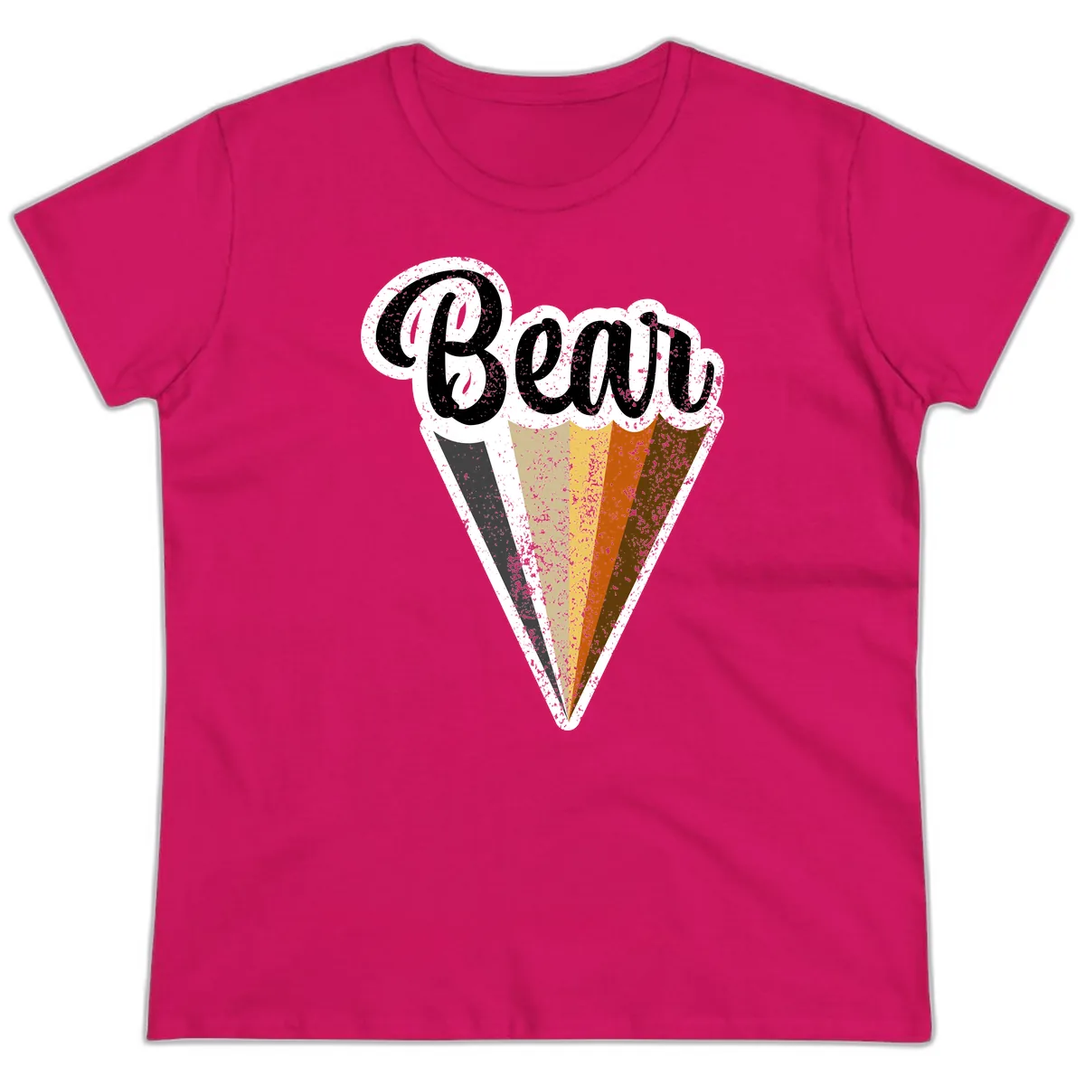 Retro Neapolitan Ice Cream Cone Ladies Tee in Heliconia