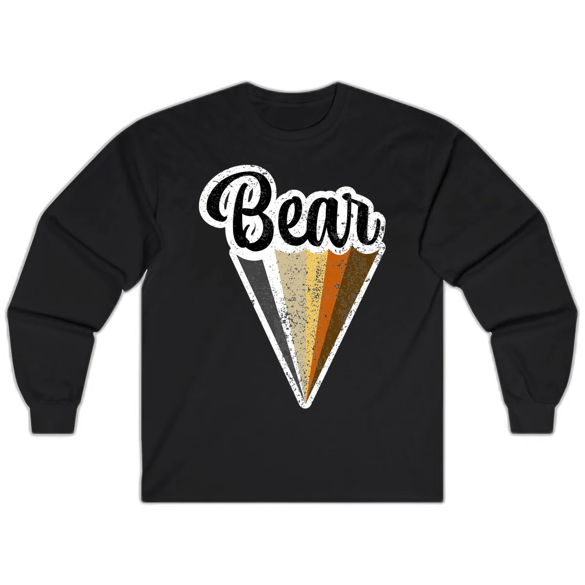 Retro Neapolitan Ice Cream Cone Long Sleeve in Black