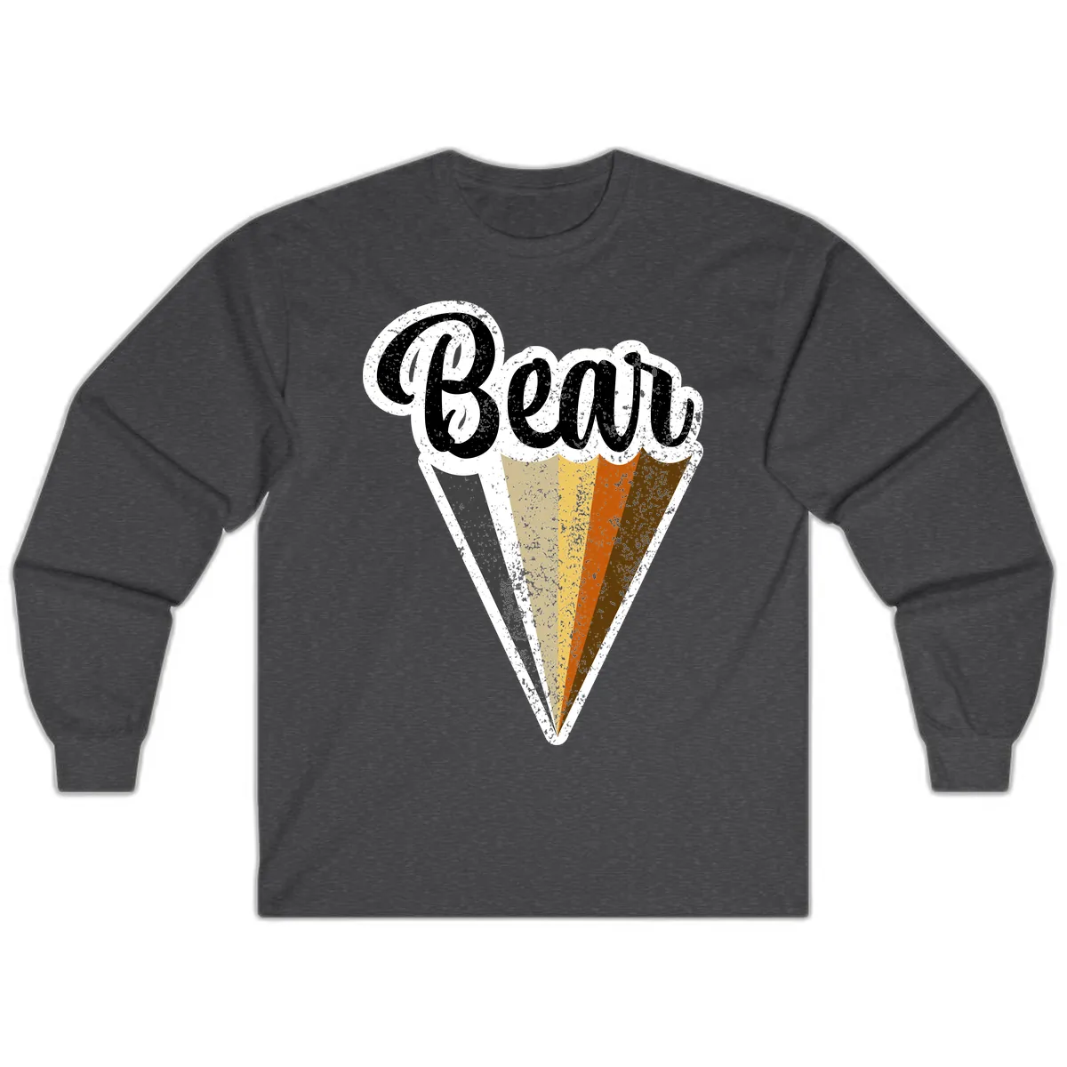Retro Neapolitan Ice Cream Cone Long Sleeve in Dark Heather