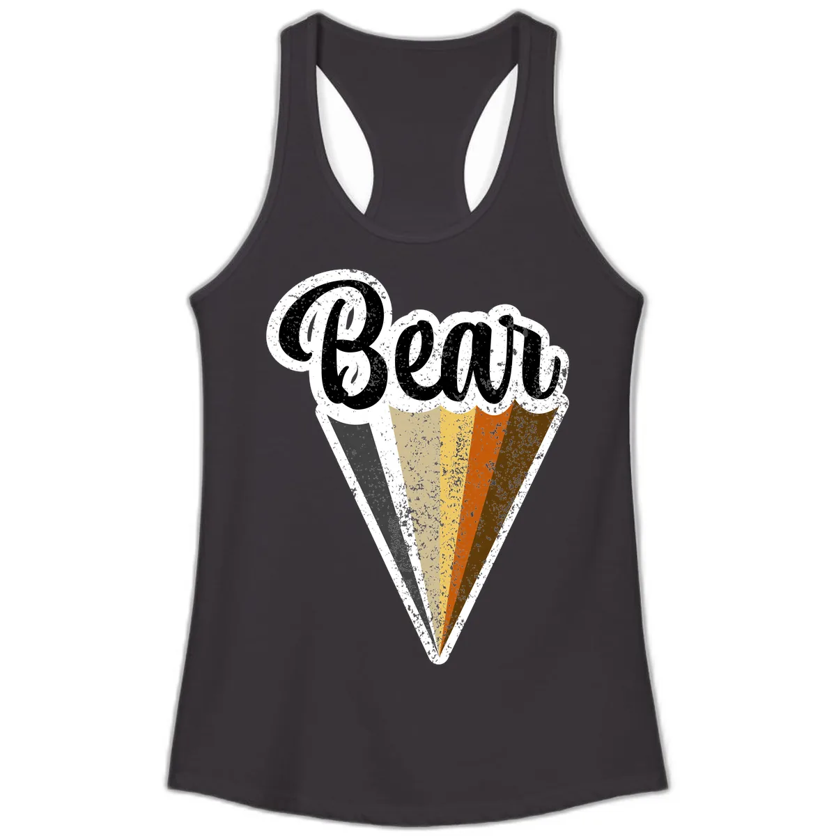 Retro Neapolitan Ice Cream Cone Ladies Tank in Black