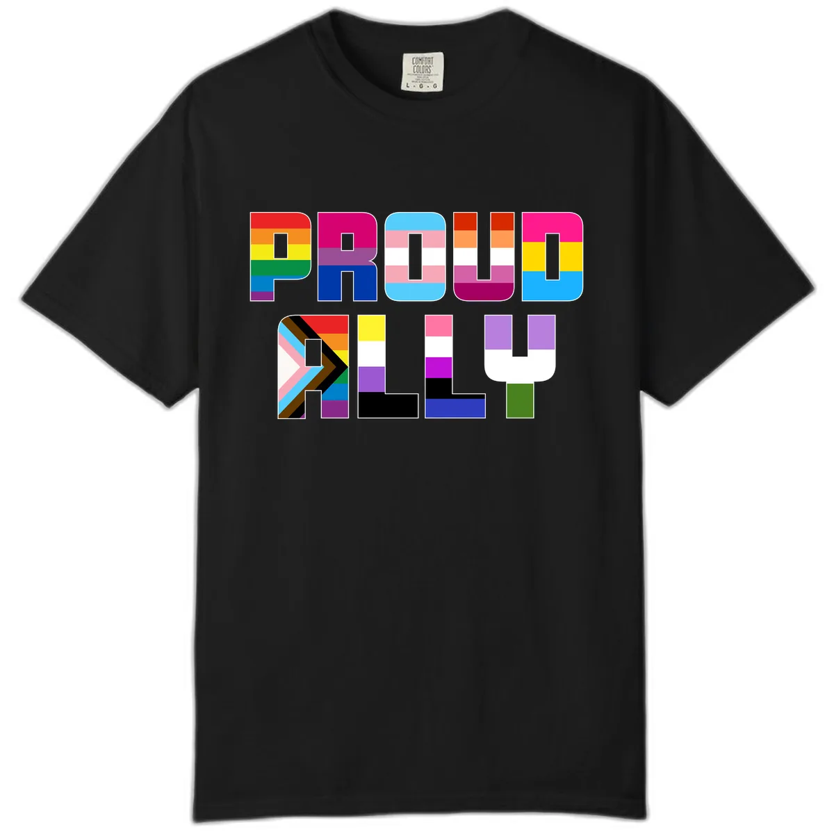 Pride Flag Letters Alphabet Design Comfort Color in Black