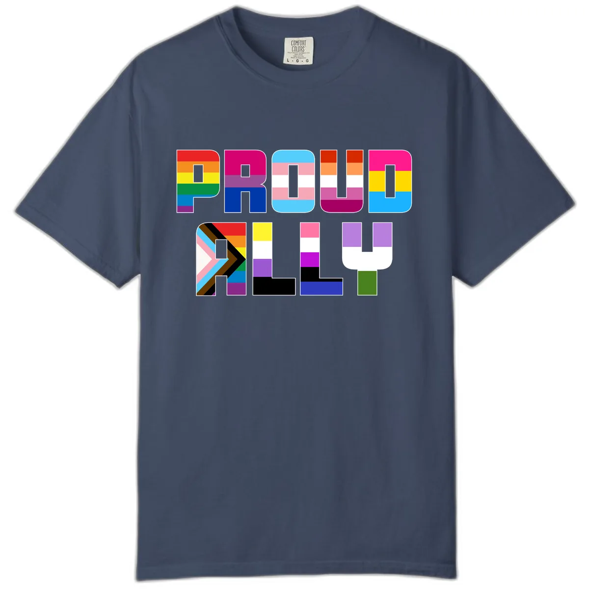 Pride Flag Letters Alphabet Design Comfort Color in Midnight