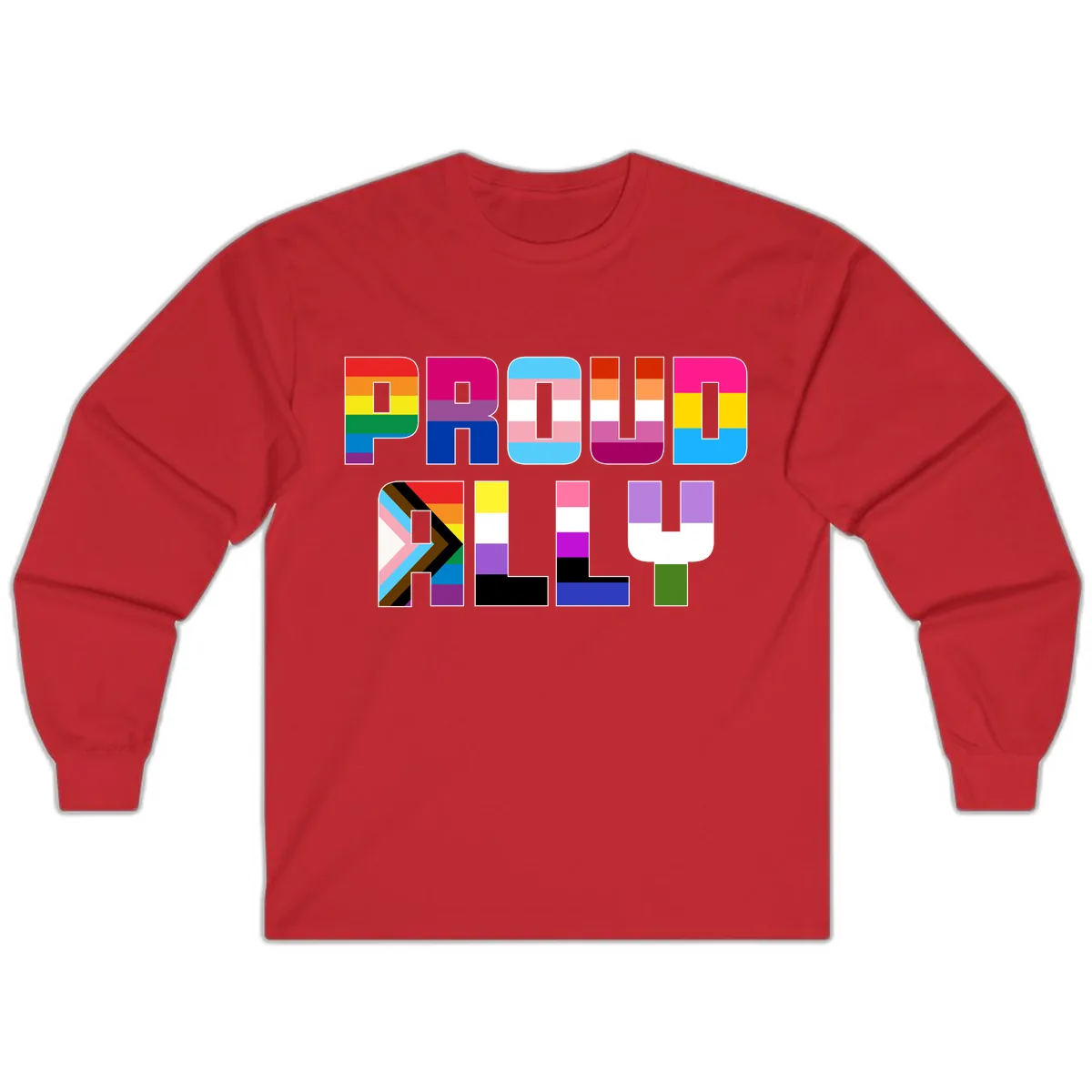 Pride Flag Letters Alphabet Design Long Sleeve in Red