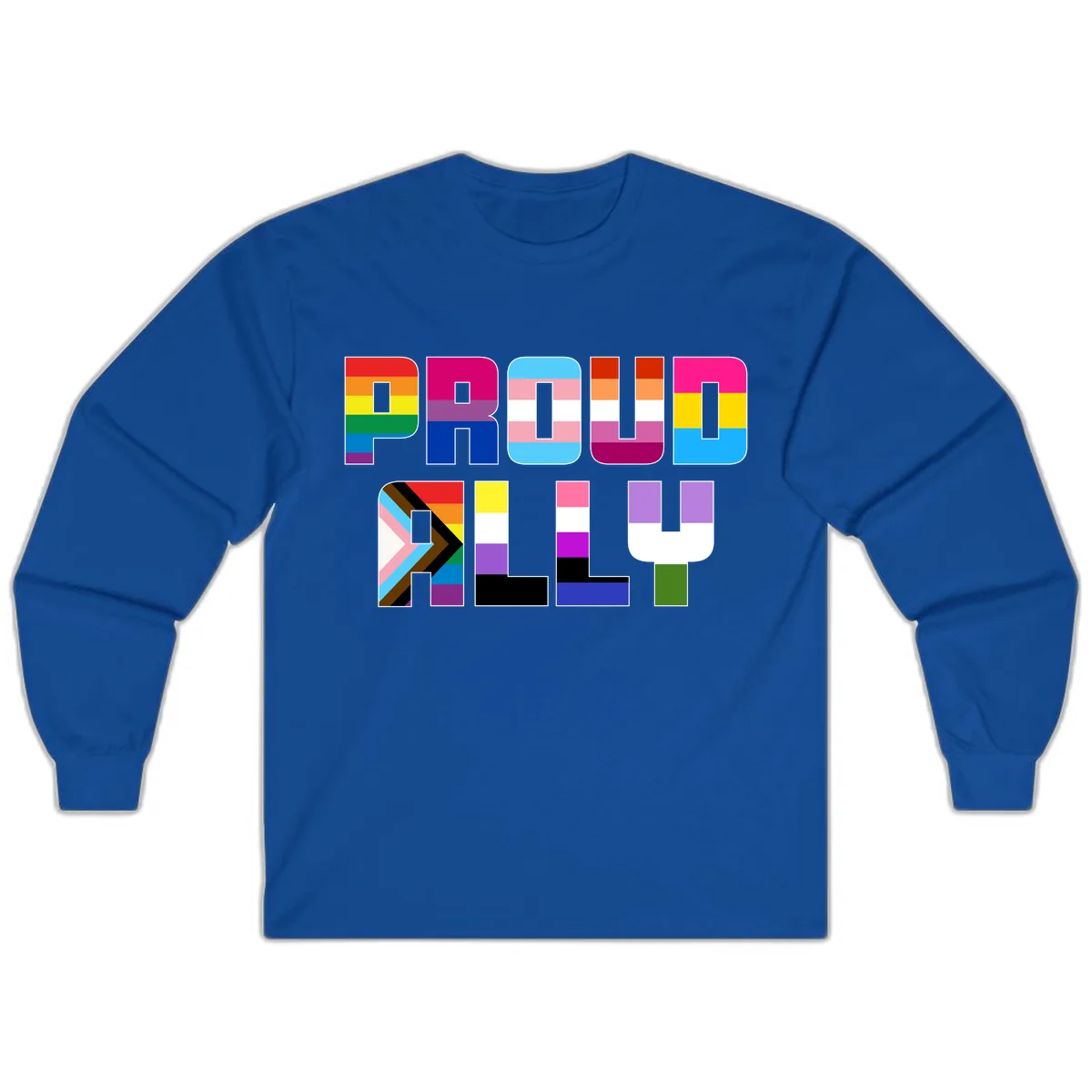 Pride Flag Letters Alphabet Design Long Sleeve in Royal