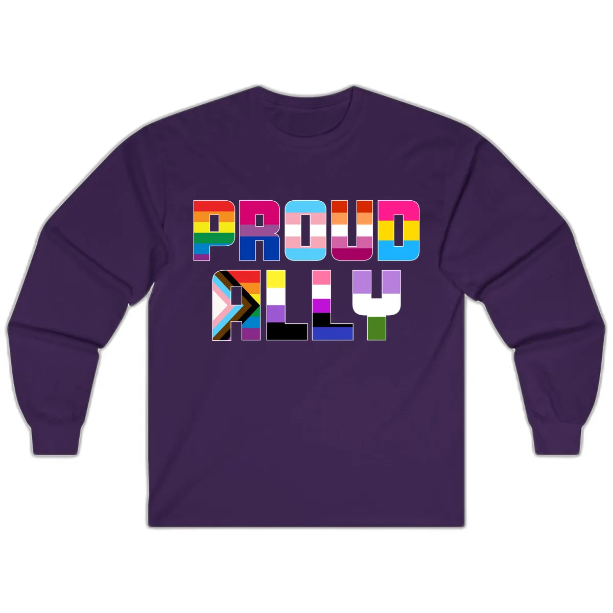 Pride Flag Letters Alphabet Design Long Sleeve in Purple