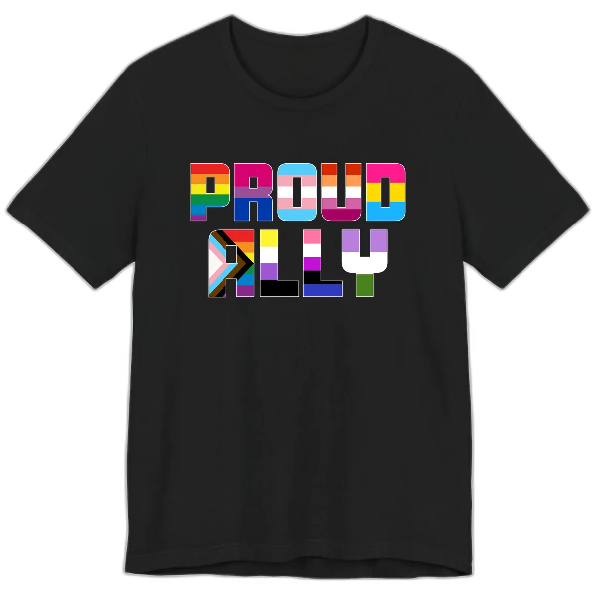 Pride Flag Letters Alphabet Design Premium T-Shirt in Black