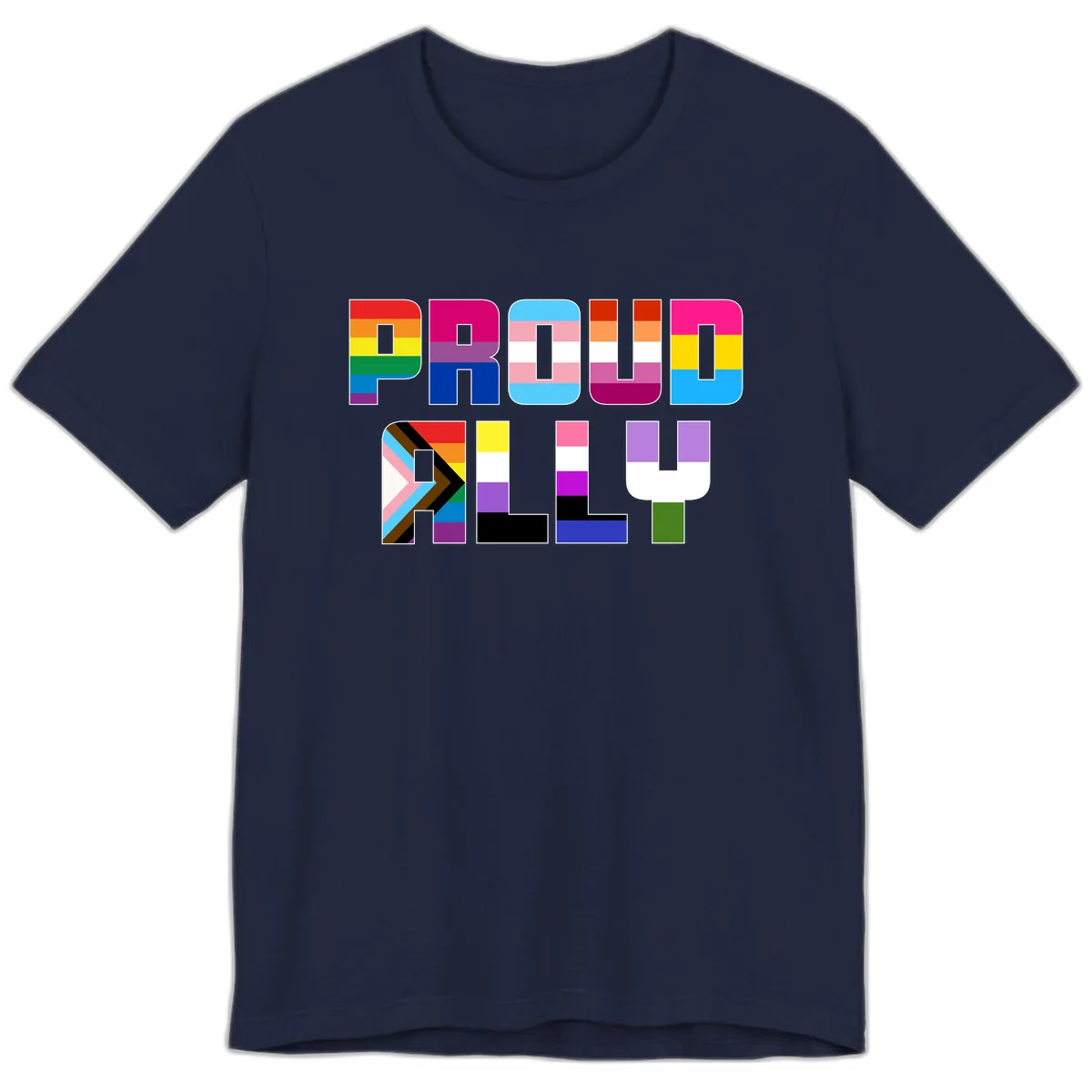 Pride Flag Letters Alphabet Design Premium T-Shirt in Navy