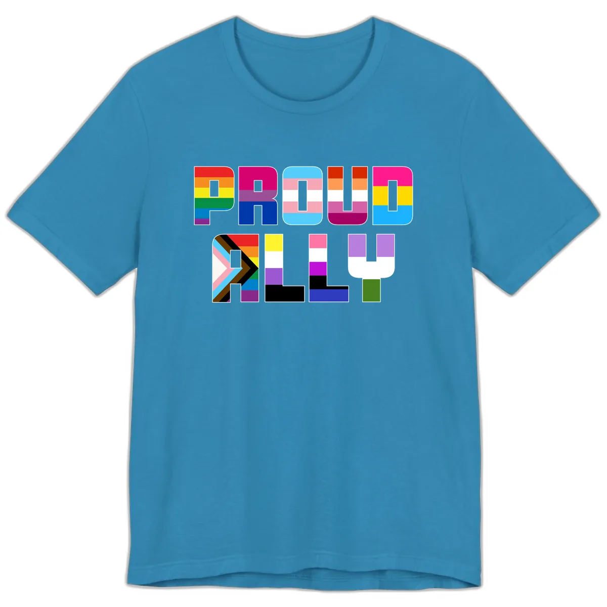 Pride Flag Letters Alphabet Design Premium T-Shirt in Aqua