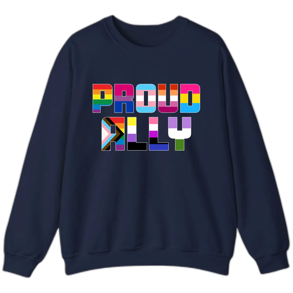 Pride Flag Letters Alphabet Design Sweatshirt in Navy
