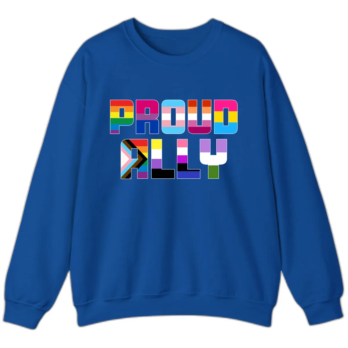 Pride Flag Letters Alphabet Design Sweatshirt in Royal