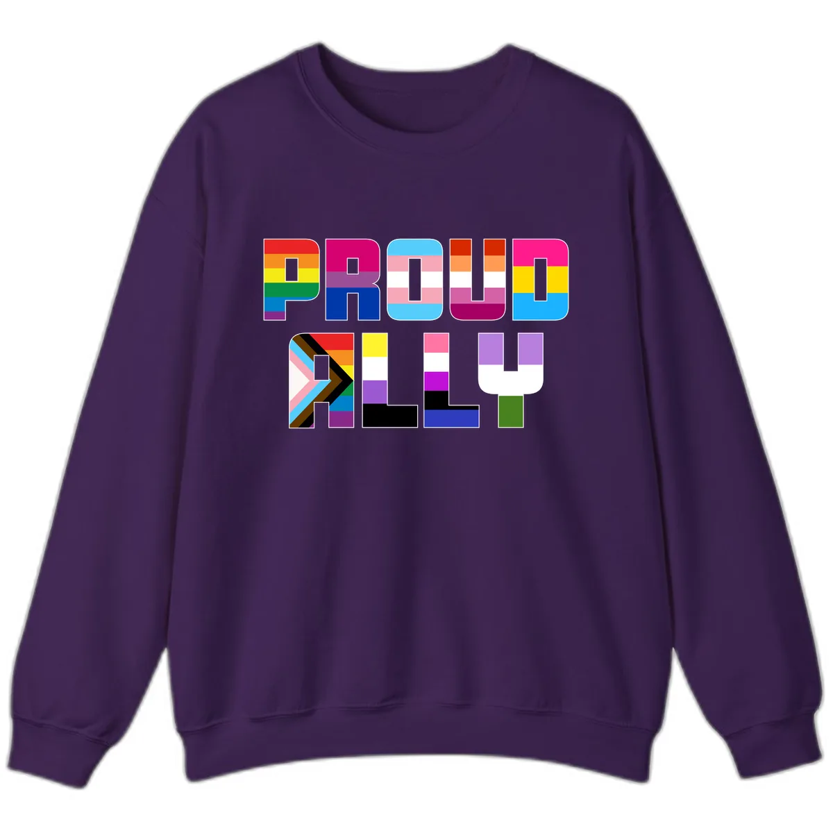 Pride Flag Letters Alphabet Design Sweatshirt in Purple