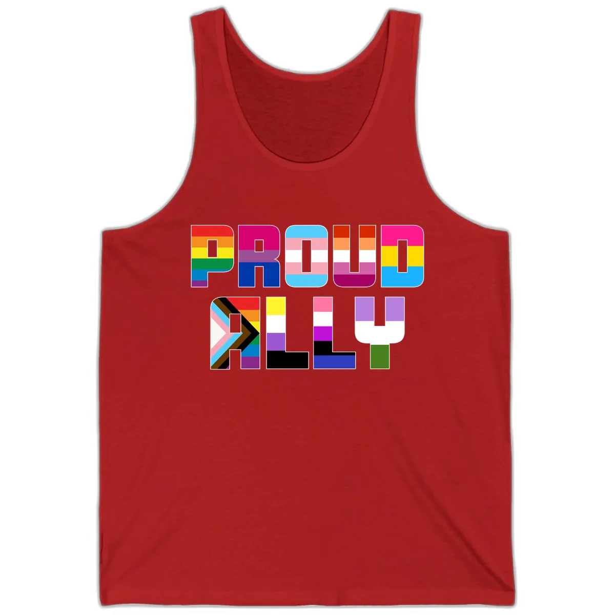 Pride Flag Letters Alphabet Design Tank in Red