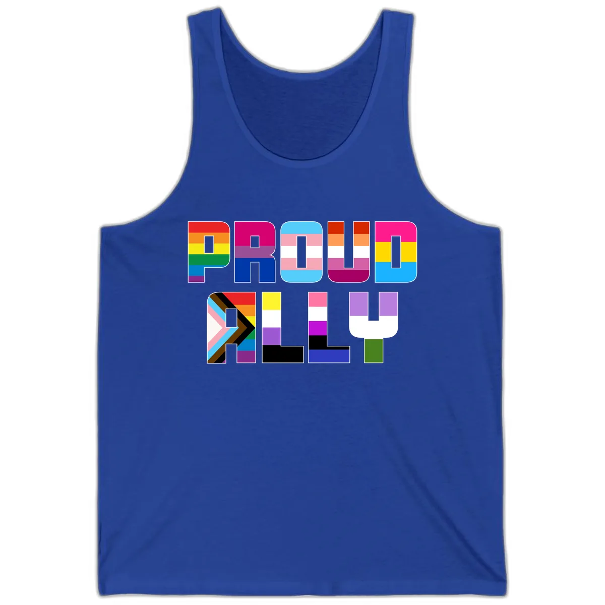 Pride Flag Letters Alphabet Design Tank in True Royal