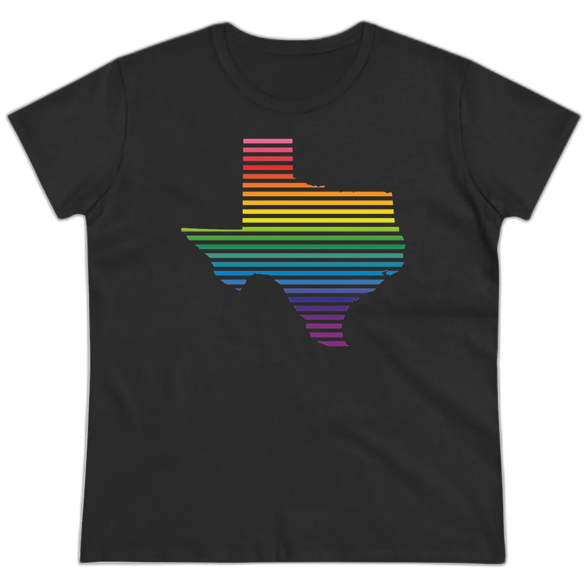 Rainbow Pride Flag Spectrum Ladies Tee in Black
