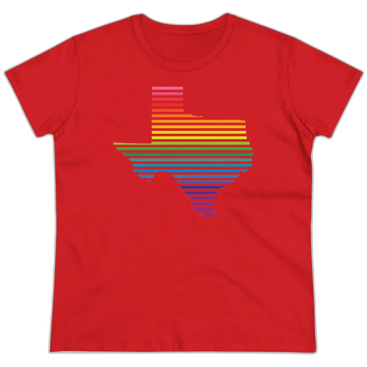 Rainbow Pride Flag Spectrum Ladies Tee in Red