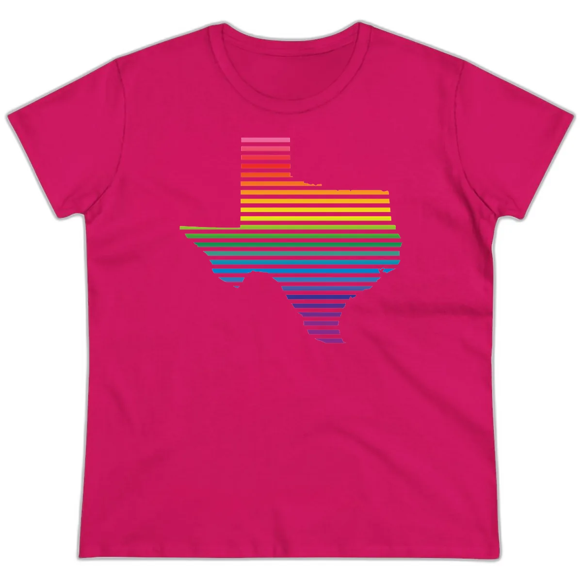 Rainbow Pride Flag Spectrum Ladies Tee in Heliconia