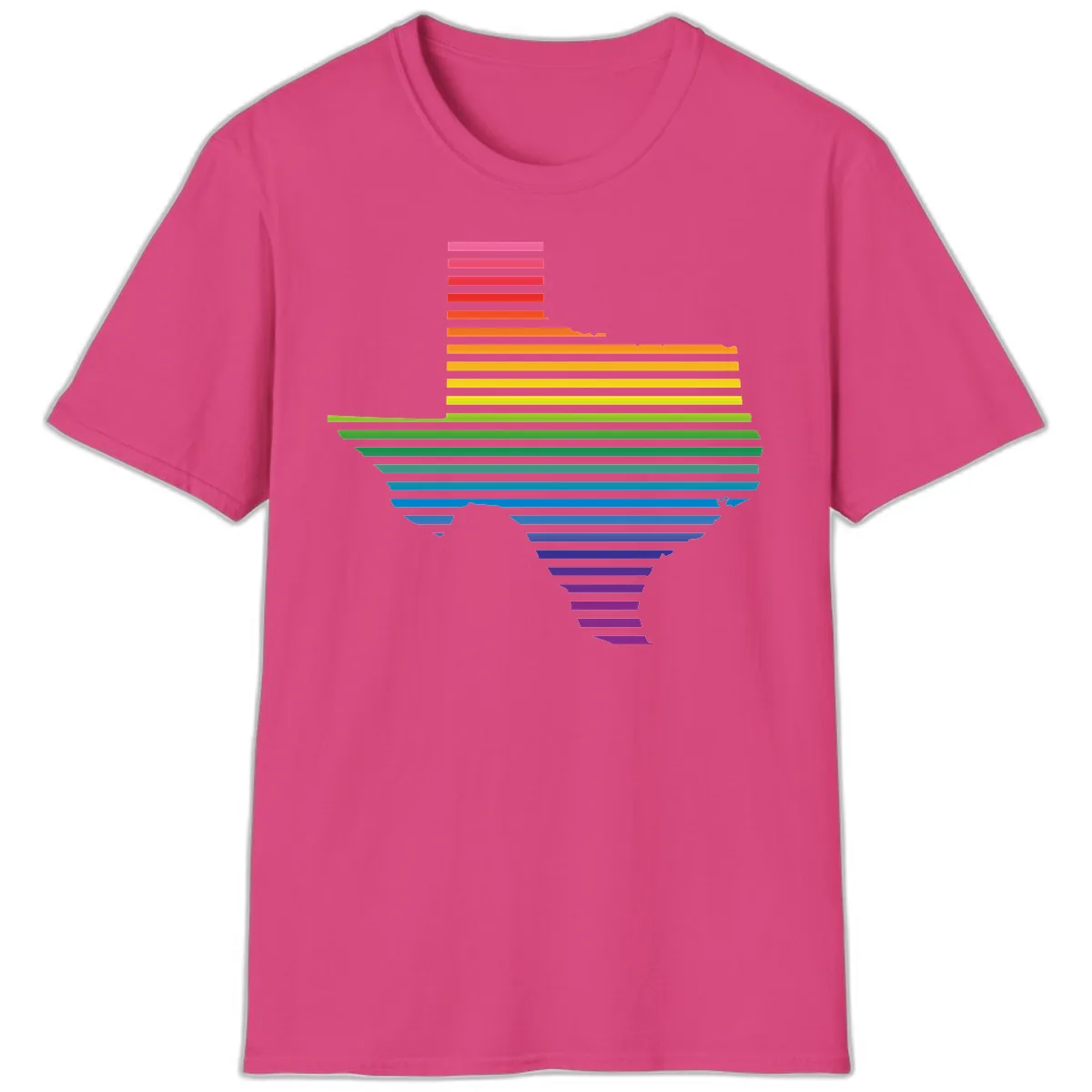 Rainbow Pride Flag Spectrum T-Shirt in Heliconia