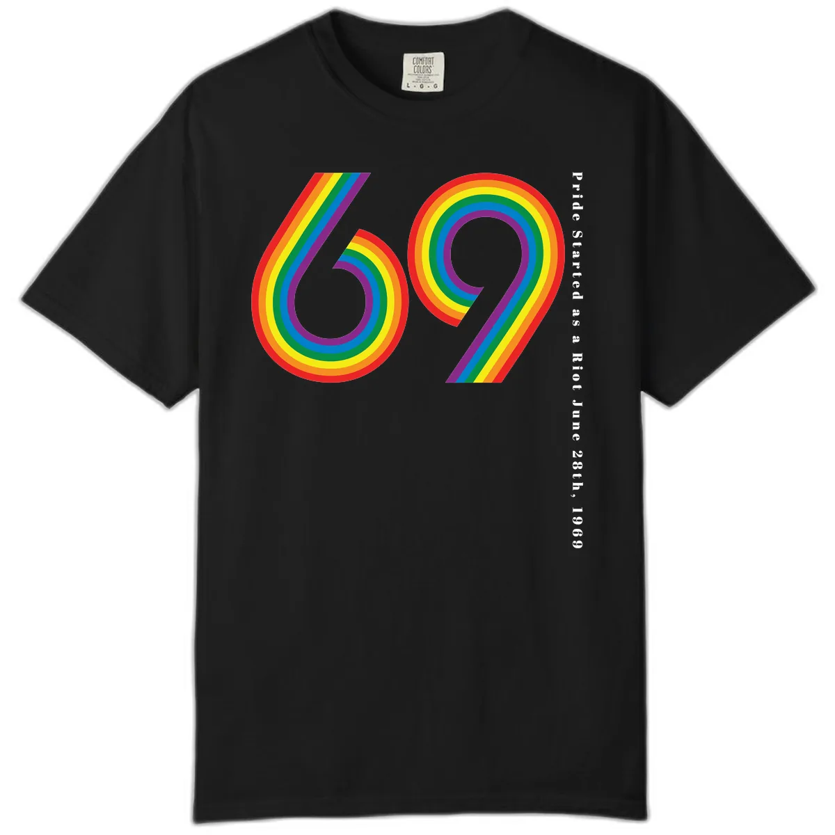 Pride 69 Rainbow Stripes Comfort Color in Black