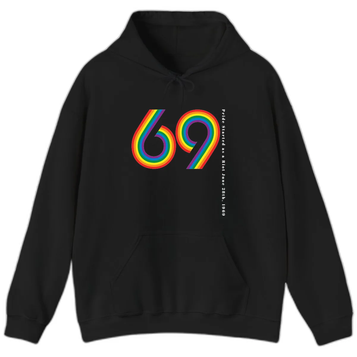 Pride 69 Rainbow Stripes Hoodie in Black