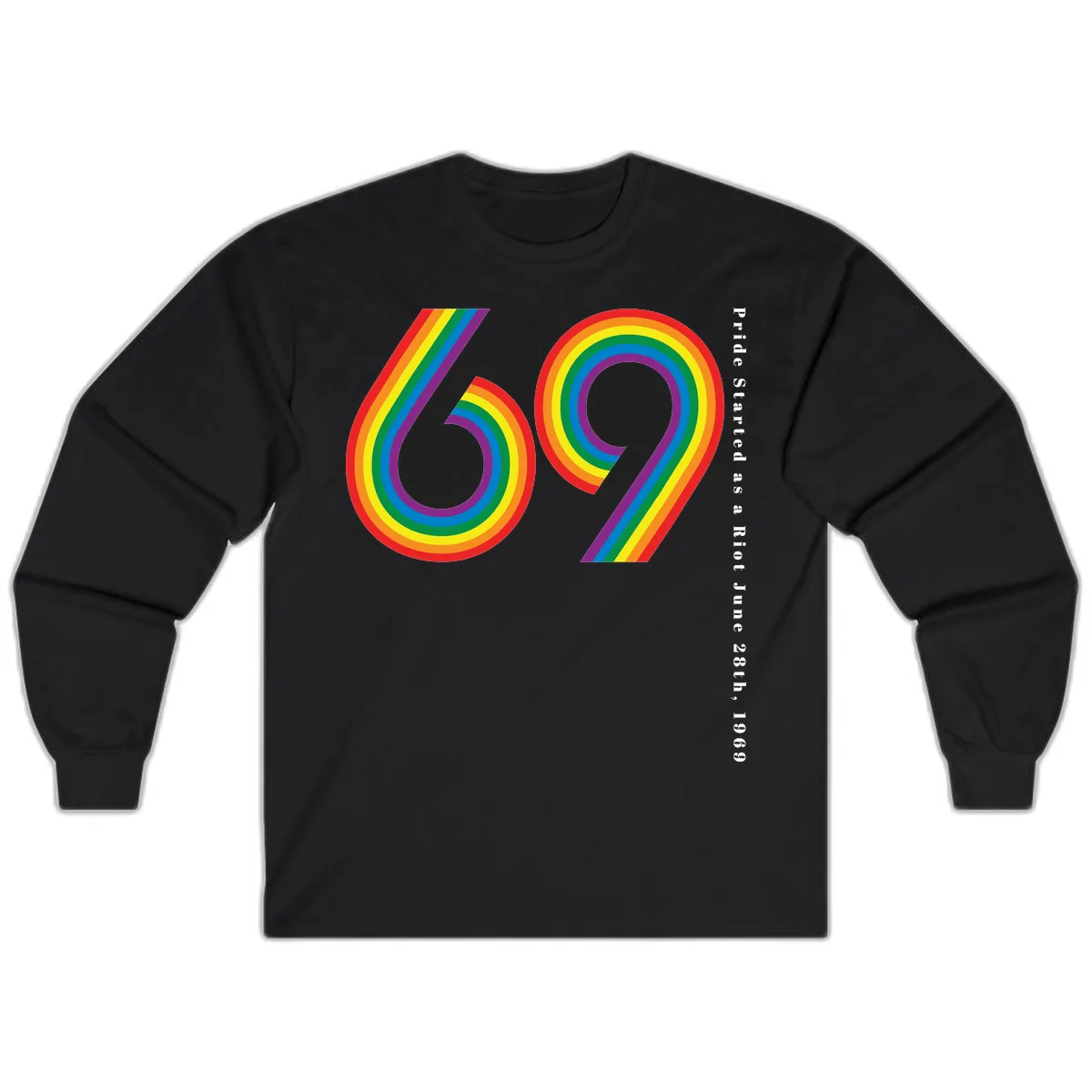 Pride 69 Rainbow Stripes Long Sleeve in Black