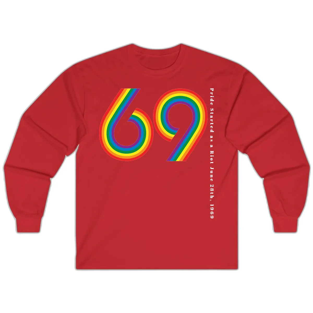 Pride 69 Rainbow Stripes Long Sleeve in Red