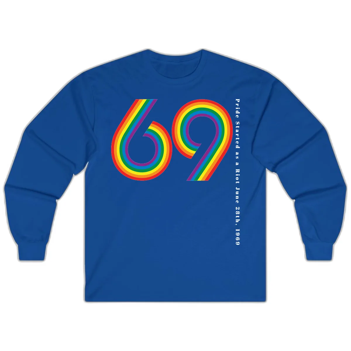 Pride 69 Rainbow Stripes Long Sleeve in Royal