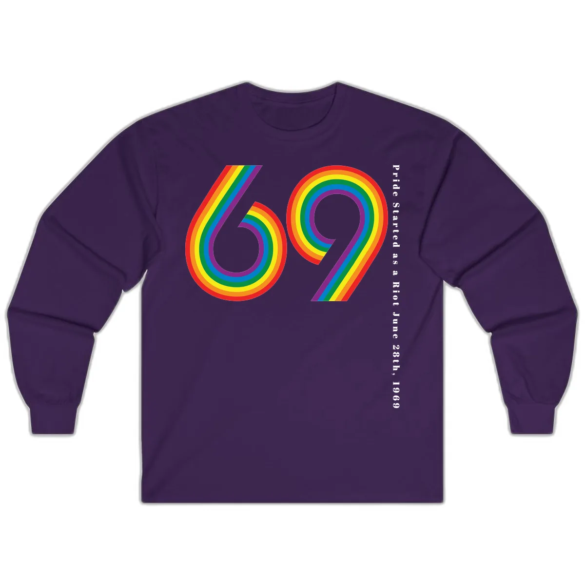 Pride 69 Rainbow Stripes Long Sleeve in Purple