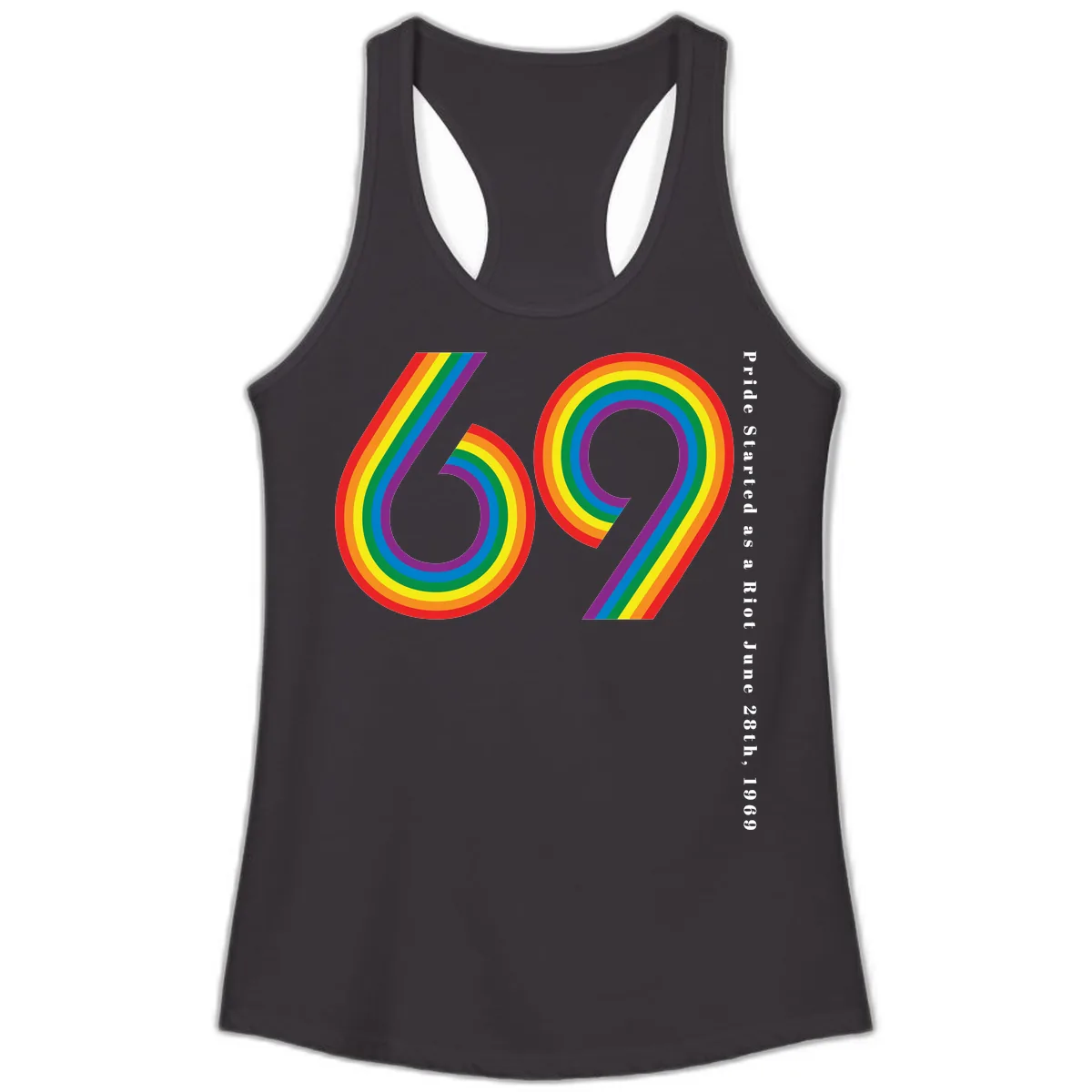 Pride 69 Rainbow Stripes Ladies Tank in Black