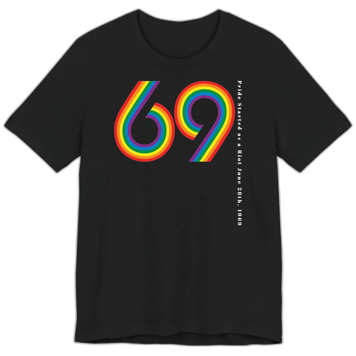 Pride 69 Rainbow Stripes Premium T-Shirt in Black