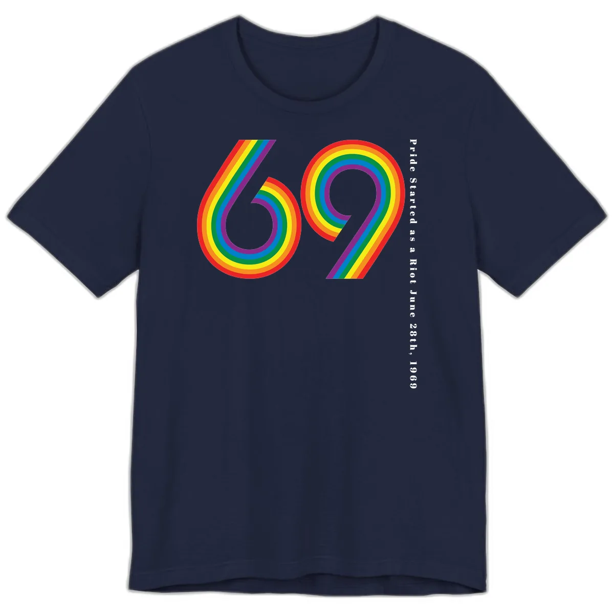 Pride 69 Rainbow Stripes Premium T-Shirt in Navy