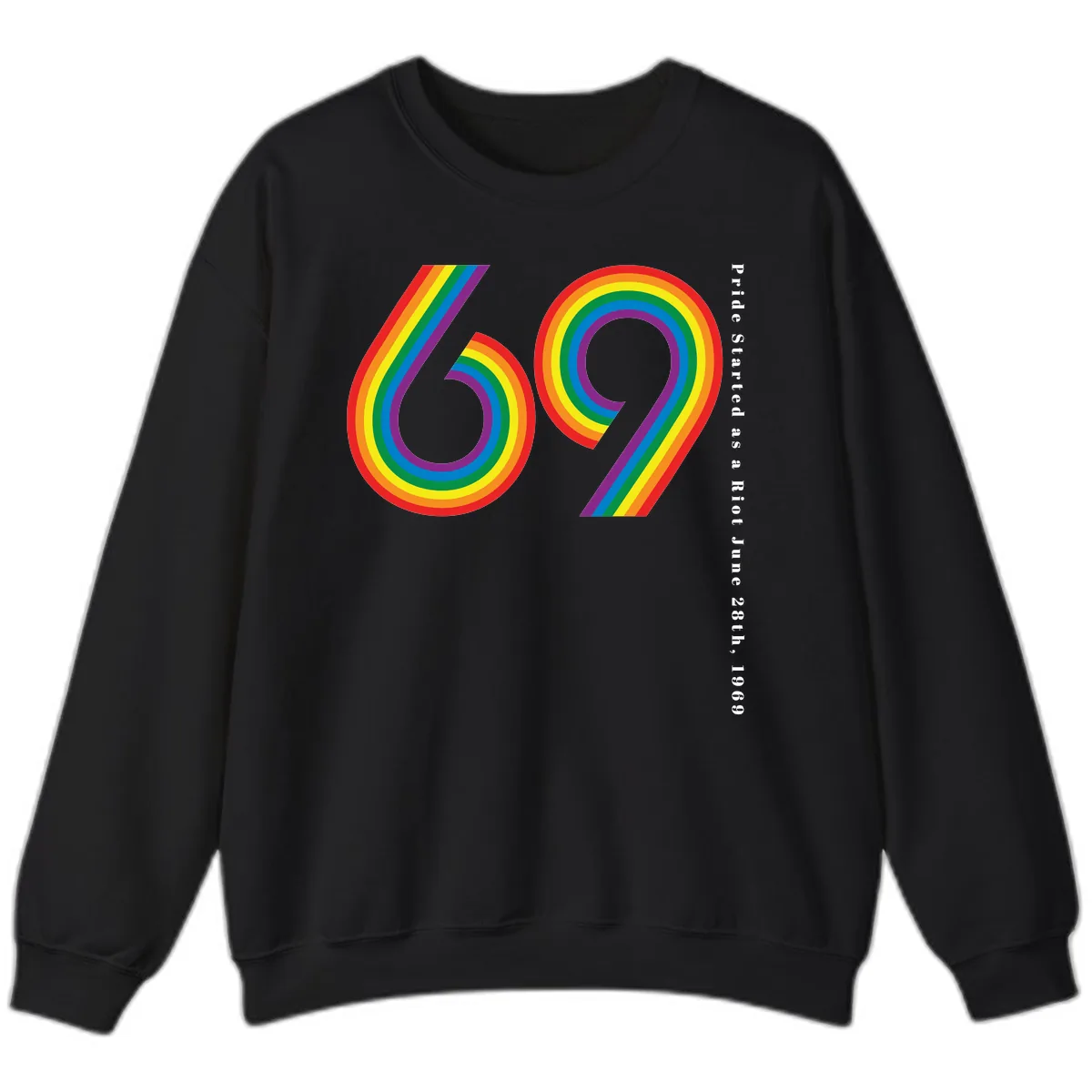 Pride 69 Rainbow Stripes Sweatshirt in Black