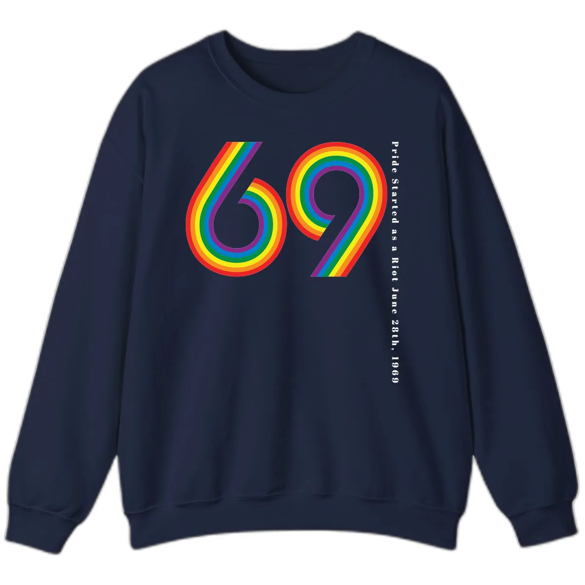 Pride 69 Rainbow Stripes Sweatshirt in Navy