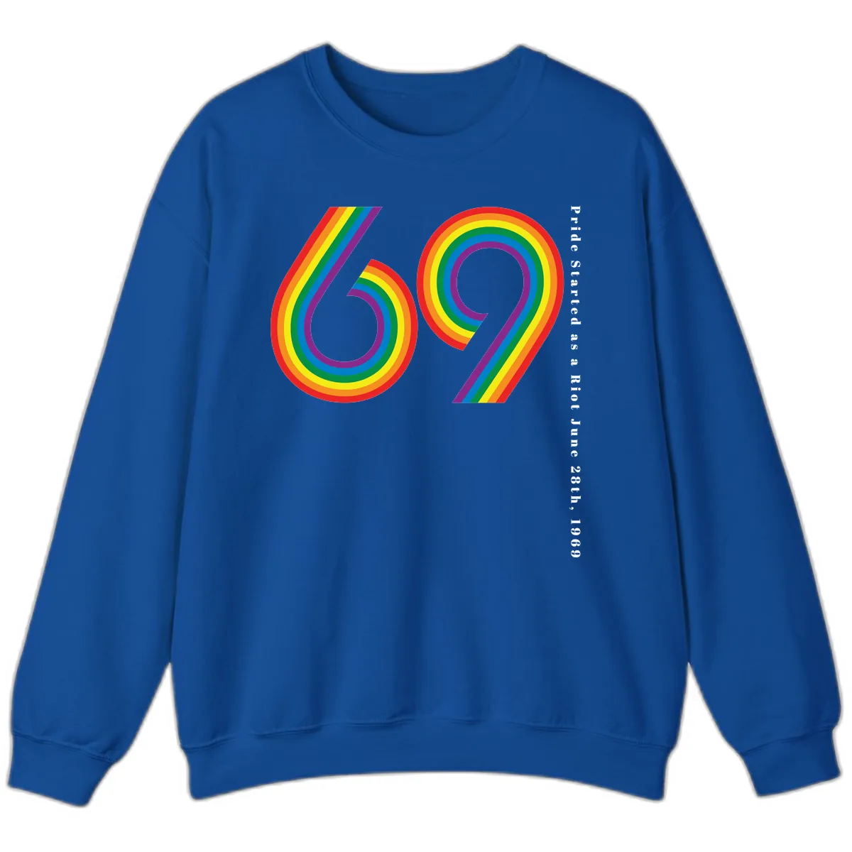 Pride 69 Rainbow Stripes Sweatshirt in Royal