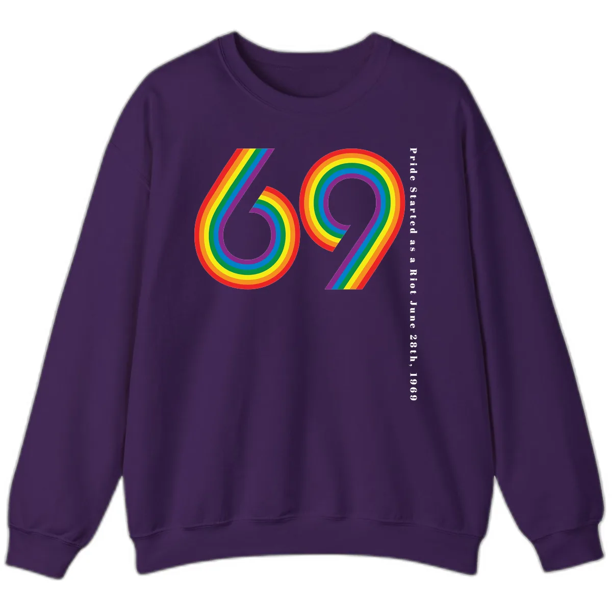 Pride 69 Rainbow Stripes Sweatshirt in Purple