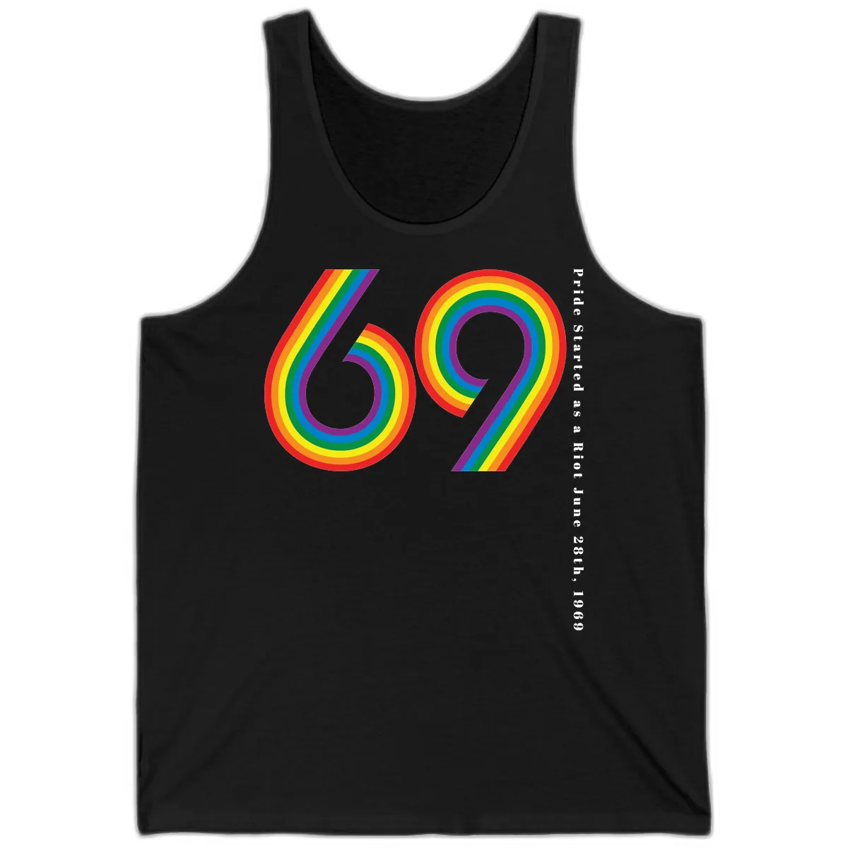 Pride 69 Rainbow Stripes Tank in Black