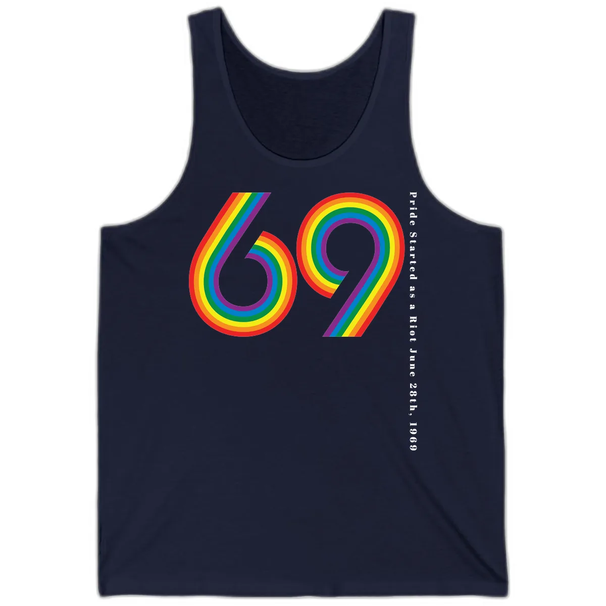 Pride 69 Rainbow Stripes Tank in Navy