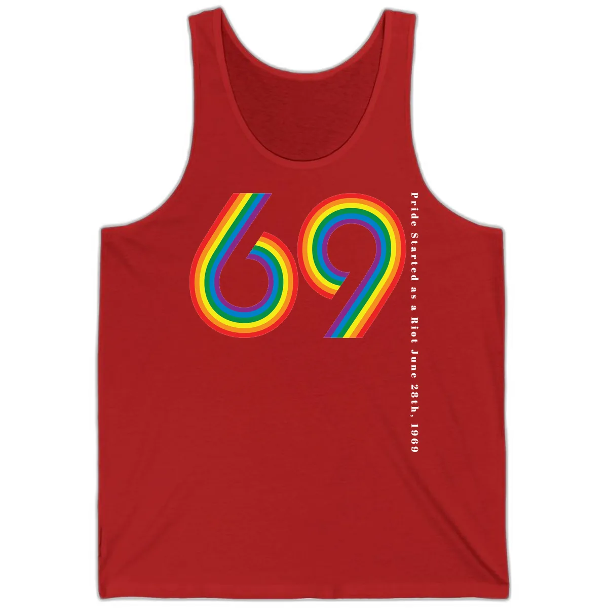 Pride 69 Rainbow Stripes Tank in Red
