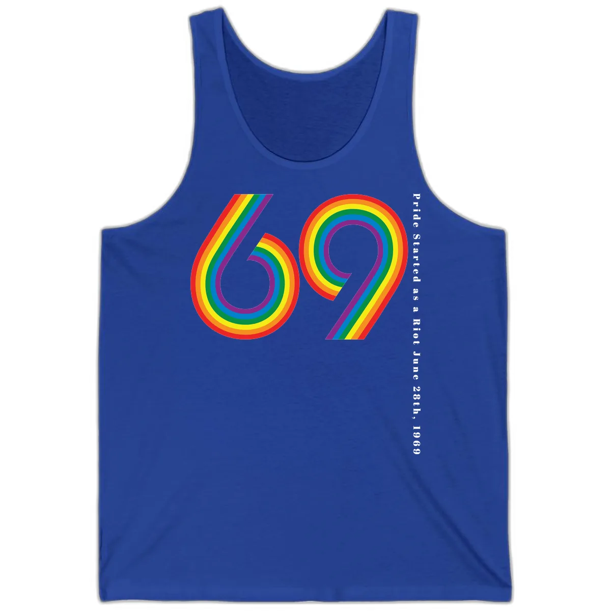 Pride 69 Rainbow Stripes Tank in True Royal