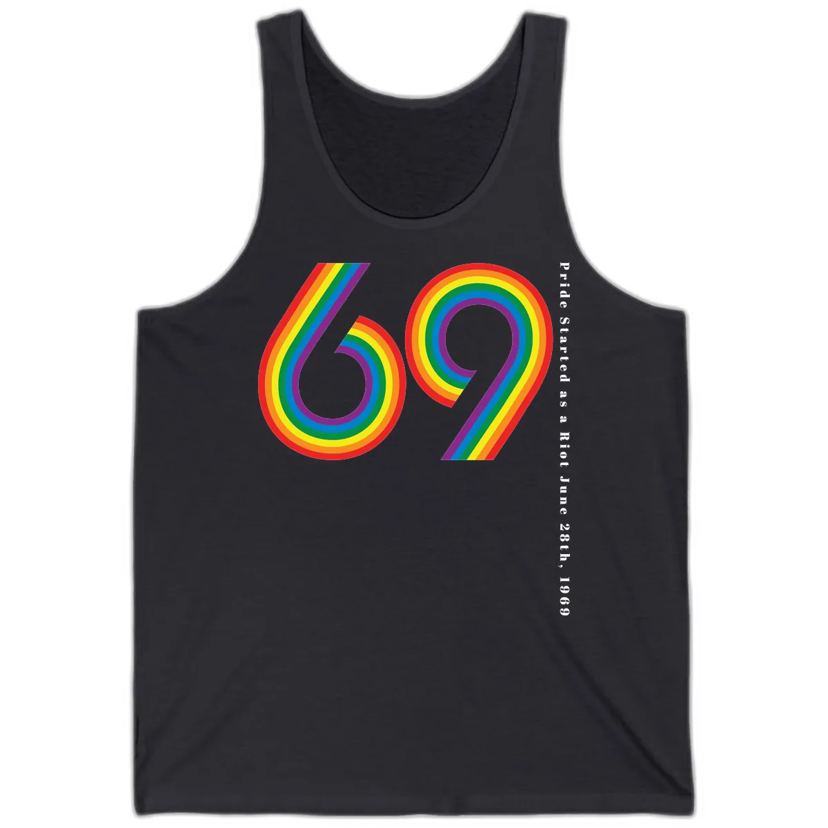 Pride 69 Rainbow Stripes Tank in Dark Grey