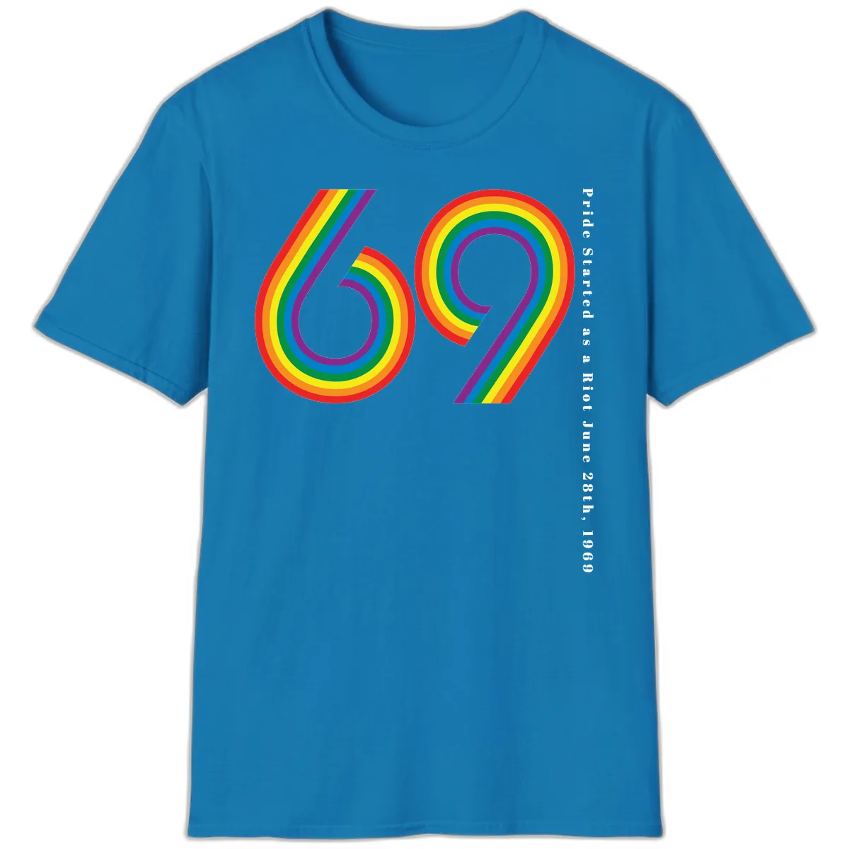 Pride 69 Rainbow Stripes T-Shirt in Sapphire