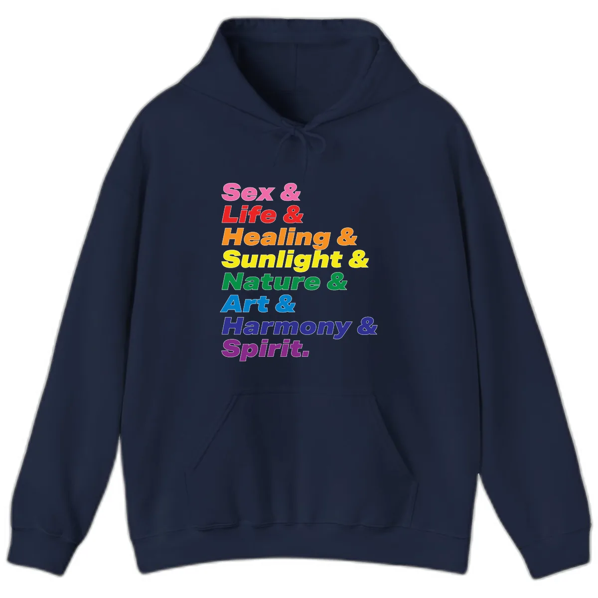 Sex Life Healing Sunlight Nature Art Harmony Spirit Hoodie in Navy